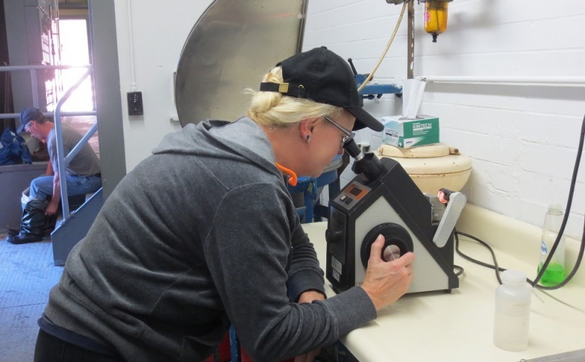 Winemaker checking the sugar analysis